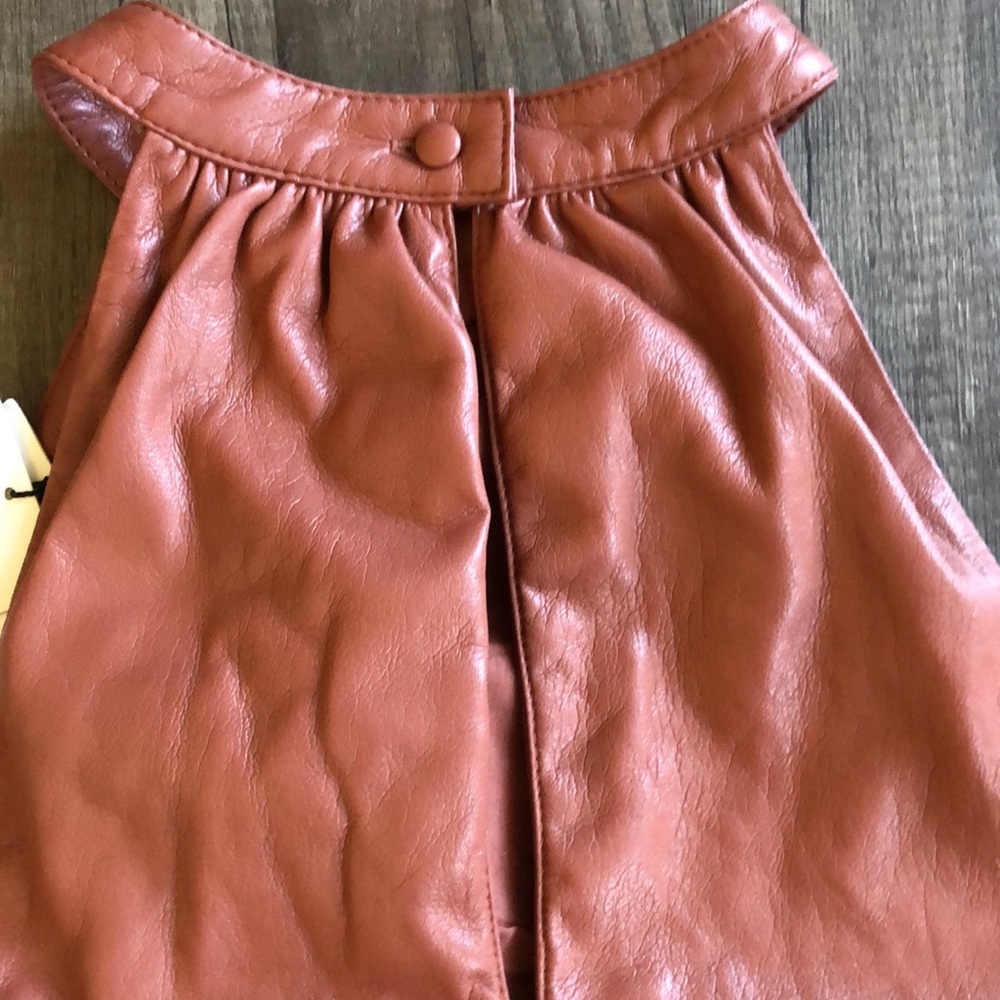 Joie Faux Leather Bonita Halter Tank Top Blouse in Burnt Clay M NEW - Picture 8 of 9